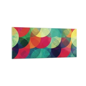 Obraz na szkle - Kolorowe geometryczne wzory złożone z kół i półkoli - 120x50cm - Wtęczowstąpienie - Nowoczesna dekoracja ścienna do salonu i sypialni ARTTOR