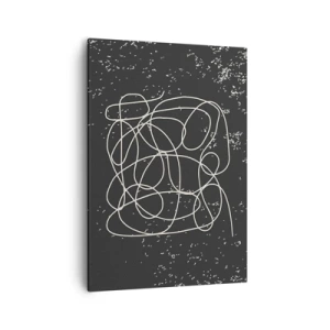 Obraz na płótnie - Abstrakcyjna kompozycja białych linii na ciemnym tle - 50x70cm - Błądzenie myśli - Nowoczesna dekoracja ścienna do salonu, kuchni i sypialni ARTTOR