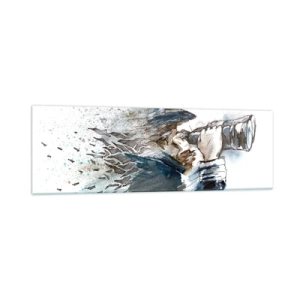 Obraz na szkle - Kapitan z lornetką w dynamicznej akwarelowej scenie - 160x50cm - Dziesięć w skali Beauforta! - Nowoczesna dekoracja ścienna do salonu i sypialni ARTTOR