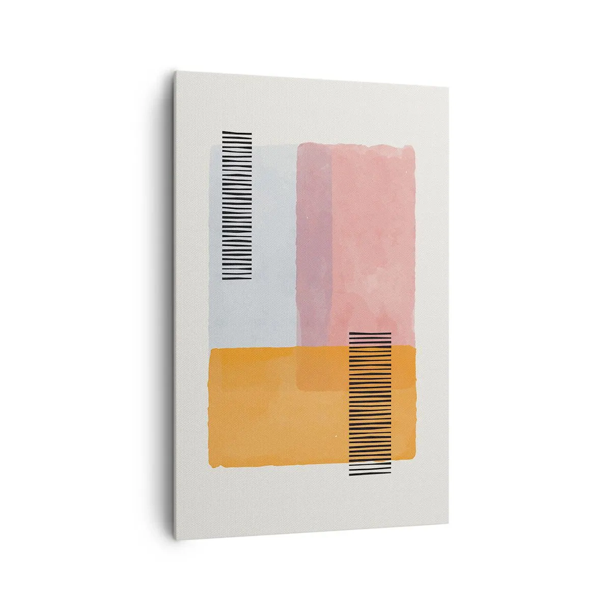 Obraz na płótnie - Geometria w pastelowych kolorach z liniami na jasnym tle - 80x120cm - Z kąta w kąt - Nowoczesna dekoracja ścienna do salonu i sypialni ARTTOR