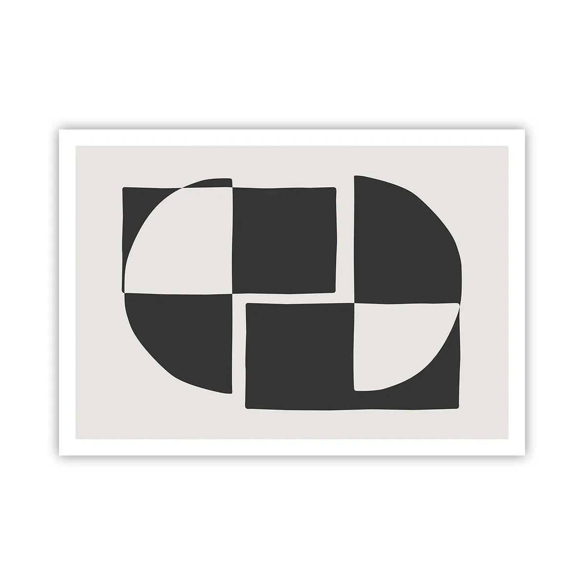 Plakat - Abstrakcyjne kształty geometryczne w czerni i bieli - 100x70cm - Antyteza – synteza - Nowoczesna dekoracja ścienna do salonu i sypialni ARTTOR