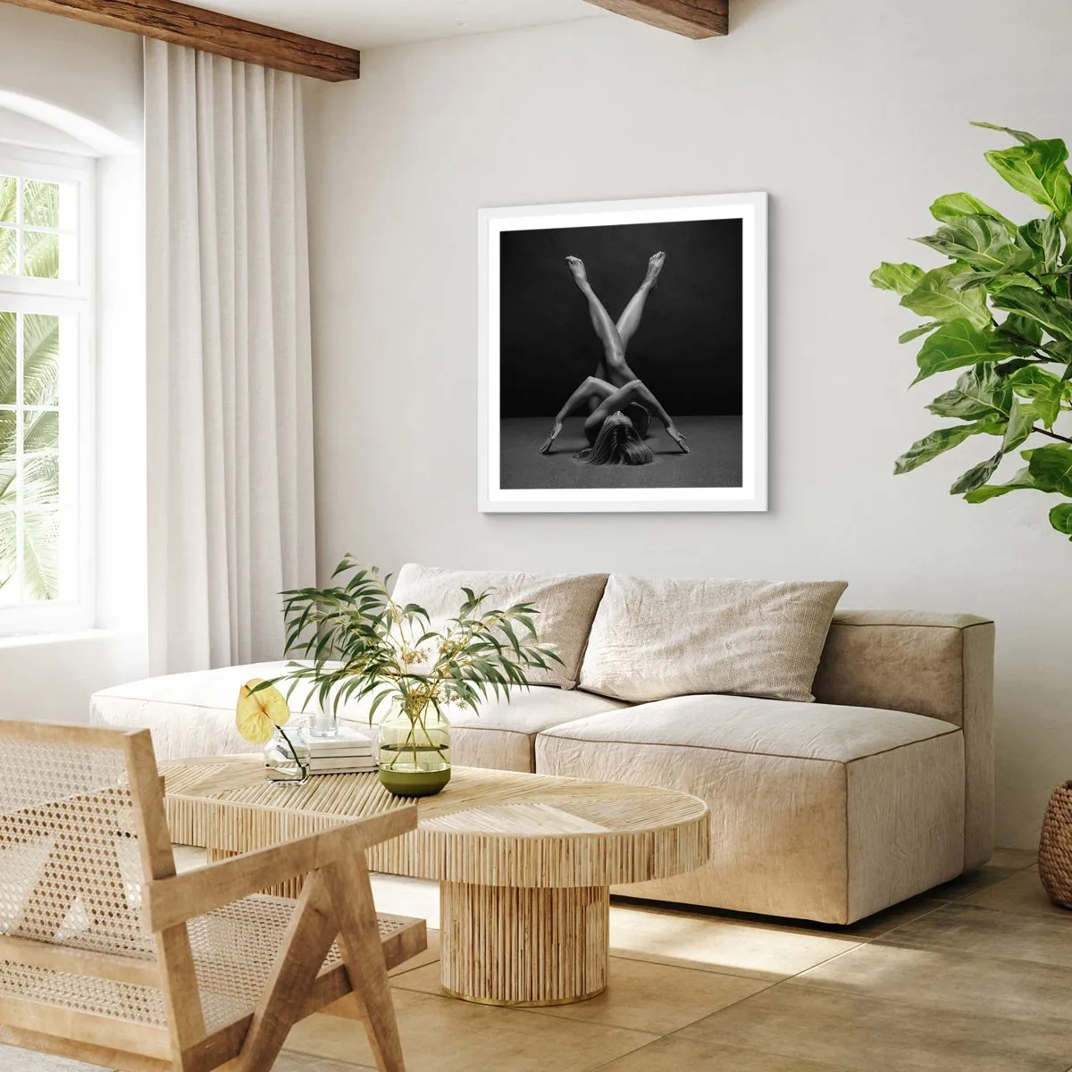 Plakat w białej ramie - Geometria nagości - 40x40 cm