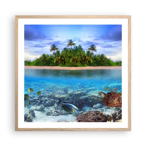 Plakat w ramie jasny dąb - Niebiańska wyspa zaprasza - 60x60 cm
