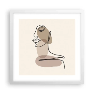 Plakat w białej ramie - Zasłuchana w siebie - 40x40 cm