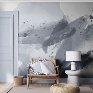 Fototapeta Premium Canvas - Abstrakcyjne plamy w odcieniach niebieskiego na jasnym tle - 100x70cm - Studium natury wody - Nowoczesna dekoracja ścienna do salonu i sypialni ARTTOR
