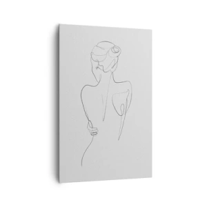 Obraz na płótnie - Linia konturowa przedstawiająca kobiecą sylwetkę na jasnym tle - 80x120cm - Muzyka ciała - Nowoczesna dekoracja ścienna do salonu i sypialni ARTTOR