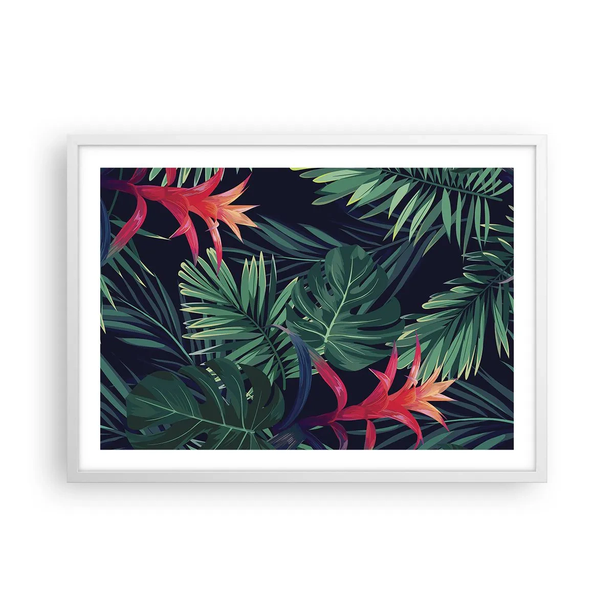 Plakat w białej ramie - Zapłonąć w zieleni - 70x50 cm