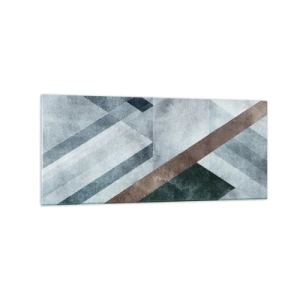 Obraz na szkle - Geometryczne formy w chłodnych odcieniach błękitu i brązu - 120x50cm - Wyszukana elegancja geometrii - Nowoczesna dekoracja ścienna do salonu i sypialni ARTTOR