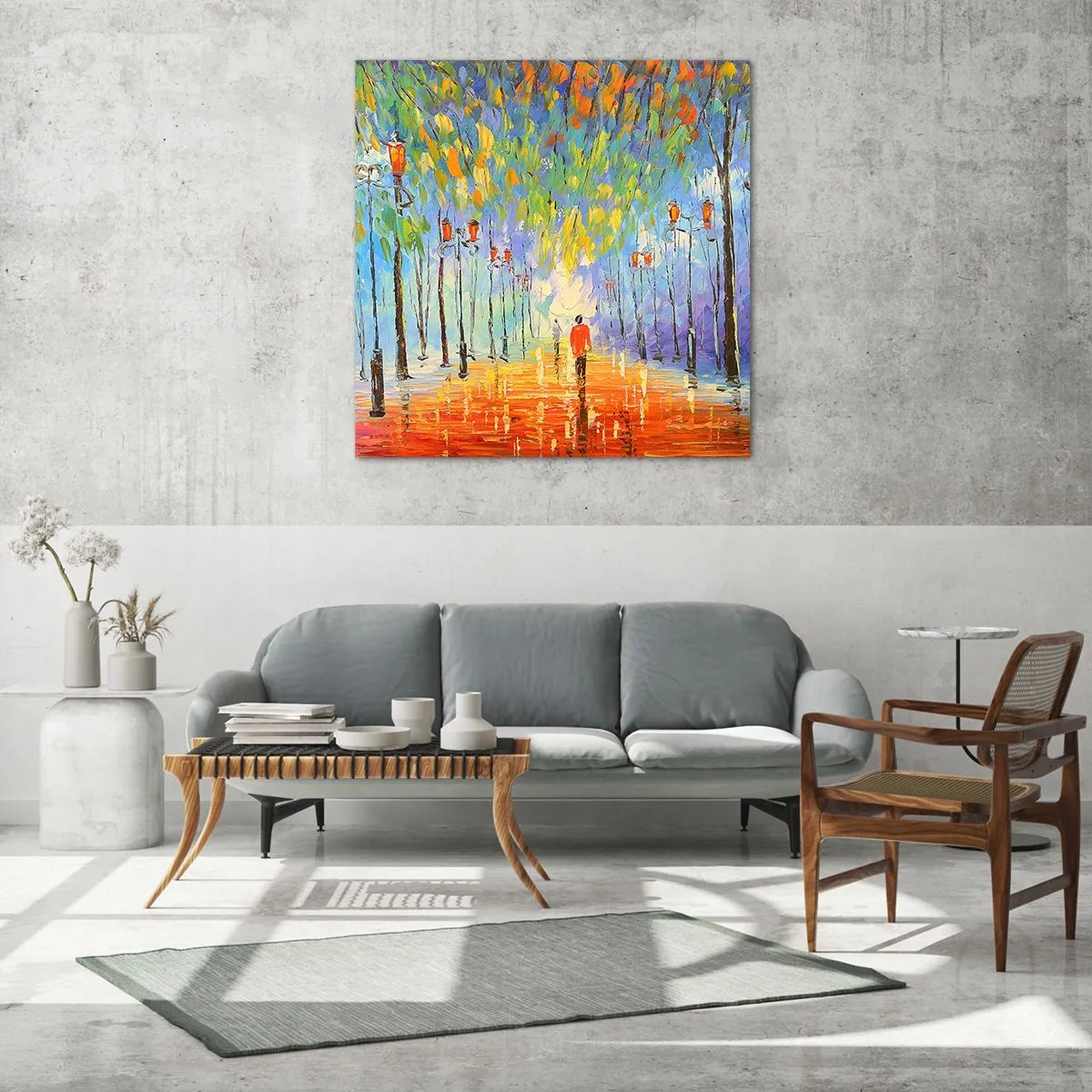 Obraz na szkle - Nocna piosenka deszczu - 70x70 cm
