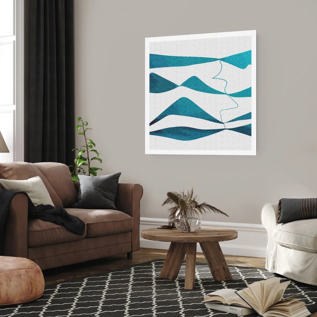 Plakat - Abstrakcja: turkusowy związek - 50x50 cm