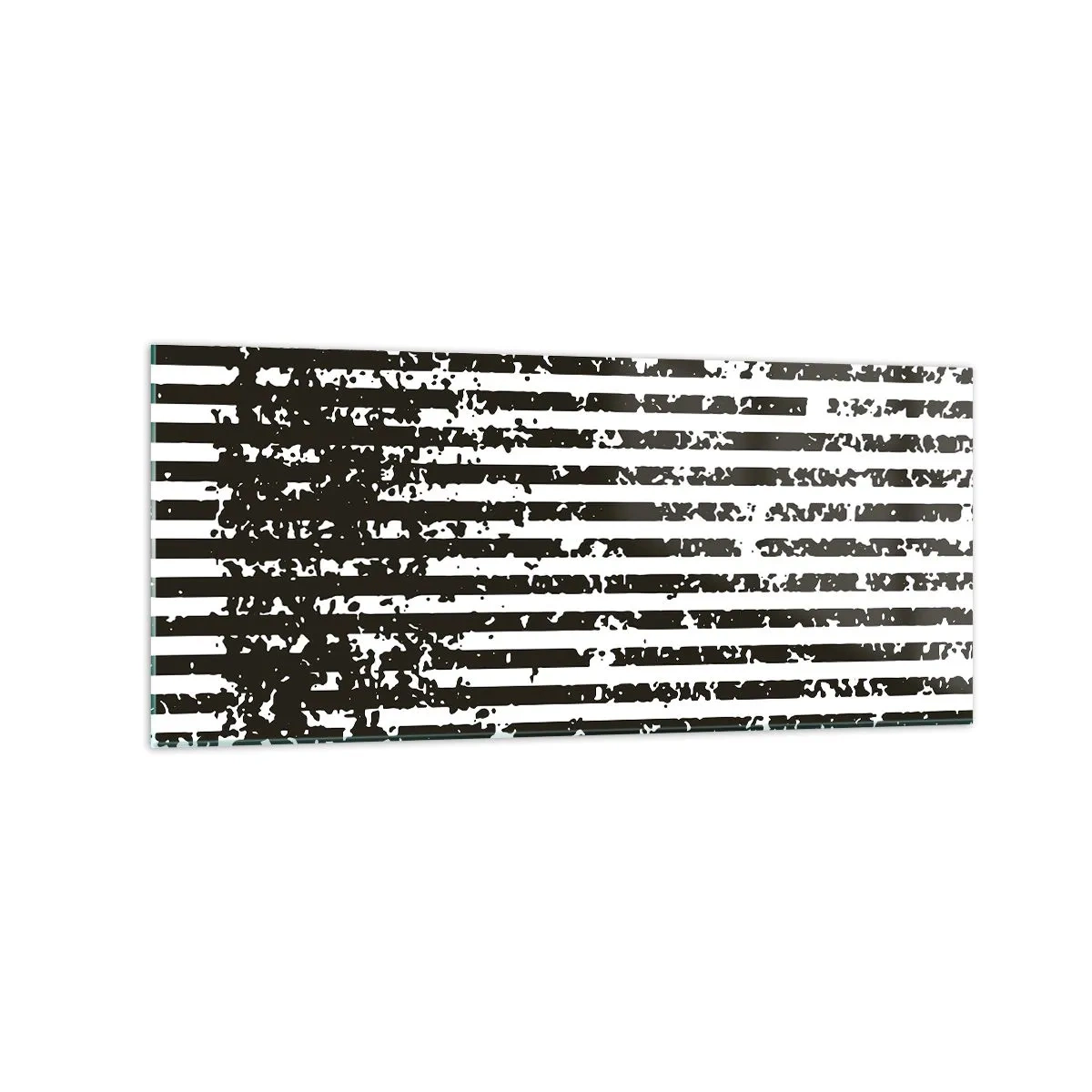 Obraz na szkle - Abstrakcyjne linie z efektem przetarcia w czerni i bieli - 120x50cm - Rytm i szum - Nowoczesna dekoracja ścienna do salonu i sypialni ARTTOR