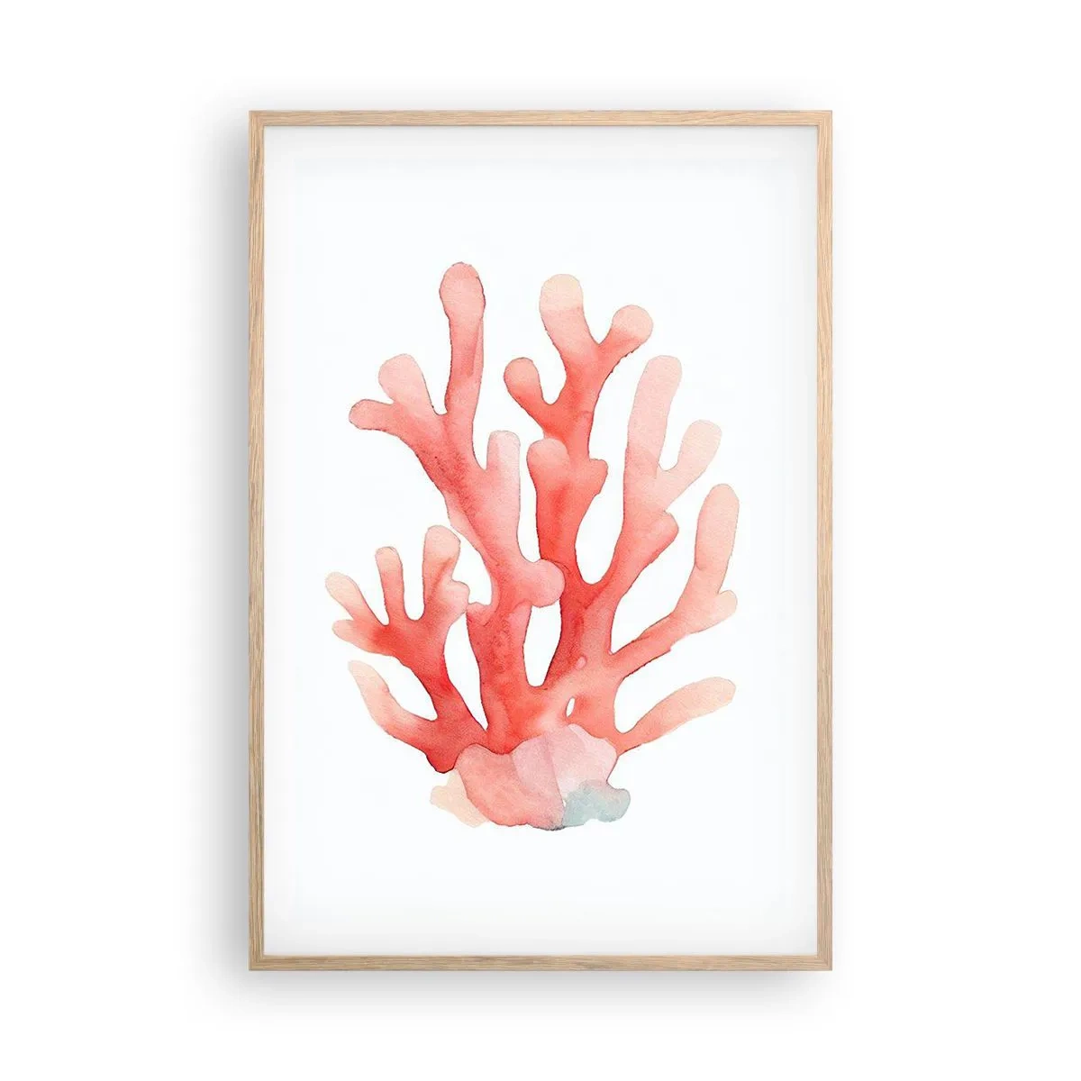 Plakat w ramie jasny dąb - Koral koloru koralowego - 61x91 cm