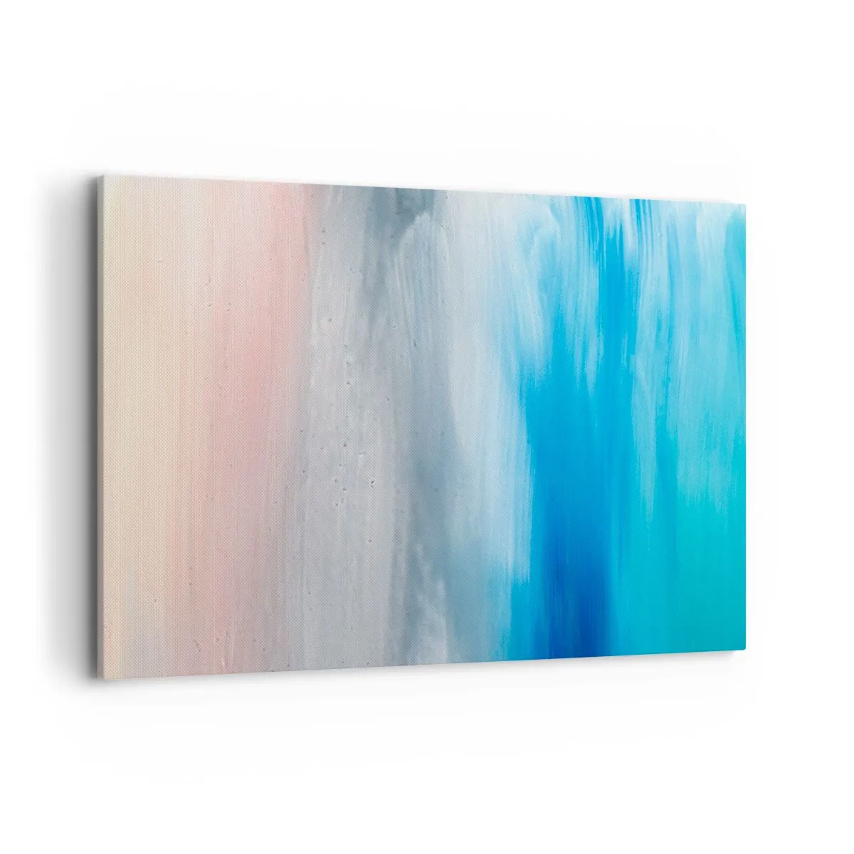 Obraz na płótnie - Abstrakcyjne pociągnięcia pędzla w odcieniach błękitu i różu - 120x80cm - Żywioły: powietrze - Nowoczesna dekoracja ścienna do salonu, kuchni i sypialni ARTTOR