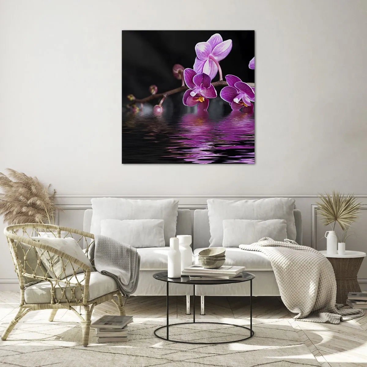 Obraz na szkle - Liliowe odbicie piękna - 70x70 cm