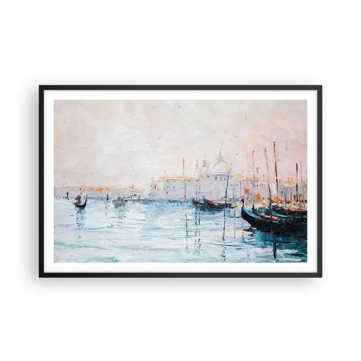 Plakat w czarnej ramie - Za wodą, za mgłą - 91x61 cm