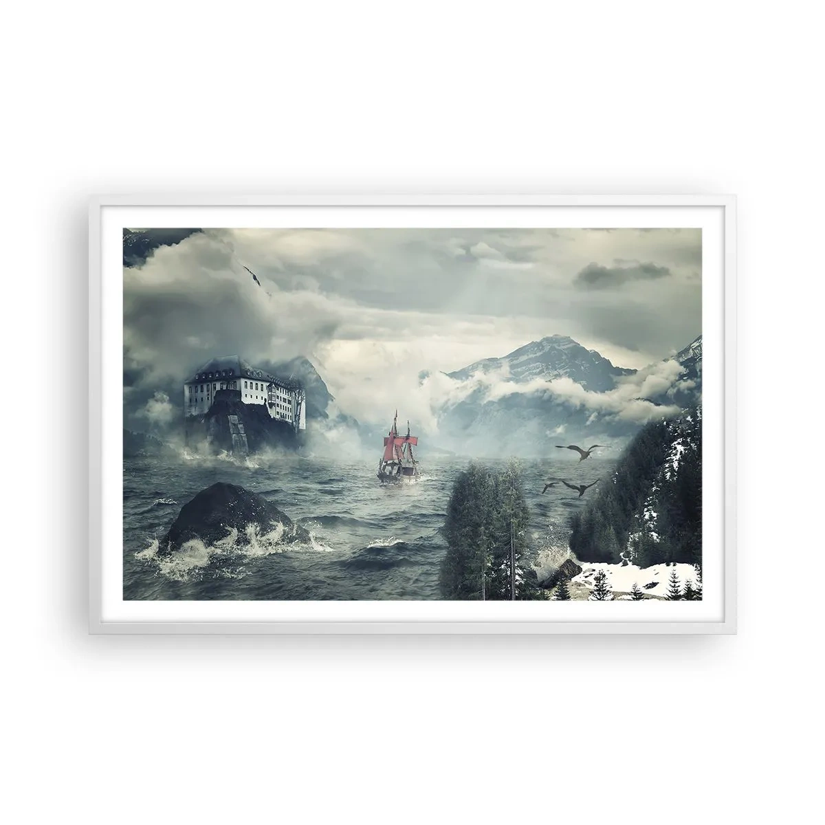 Plakat w białej ramie - Na magicznych wodach - 91x61 cm