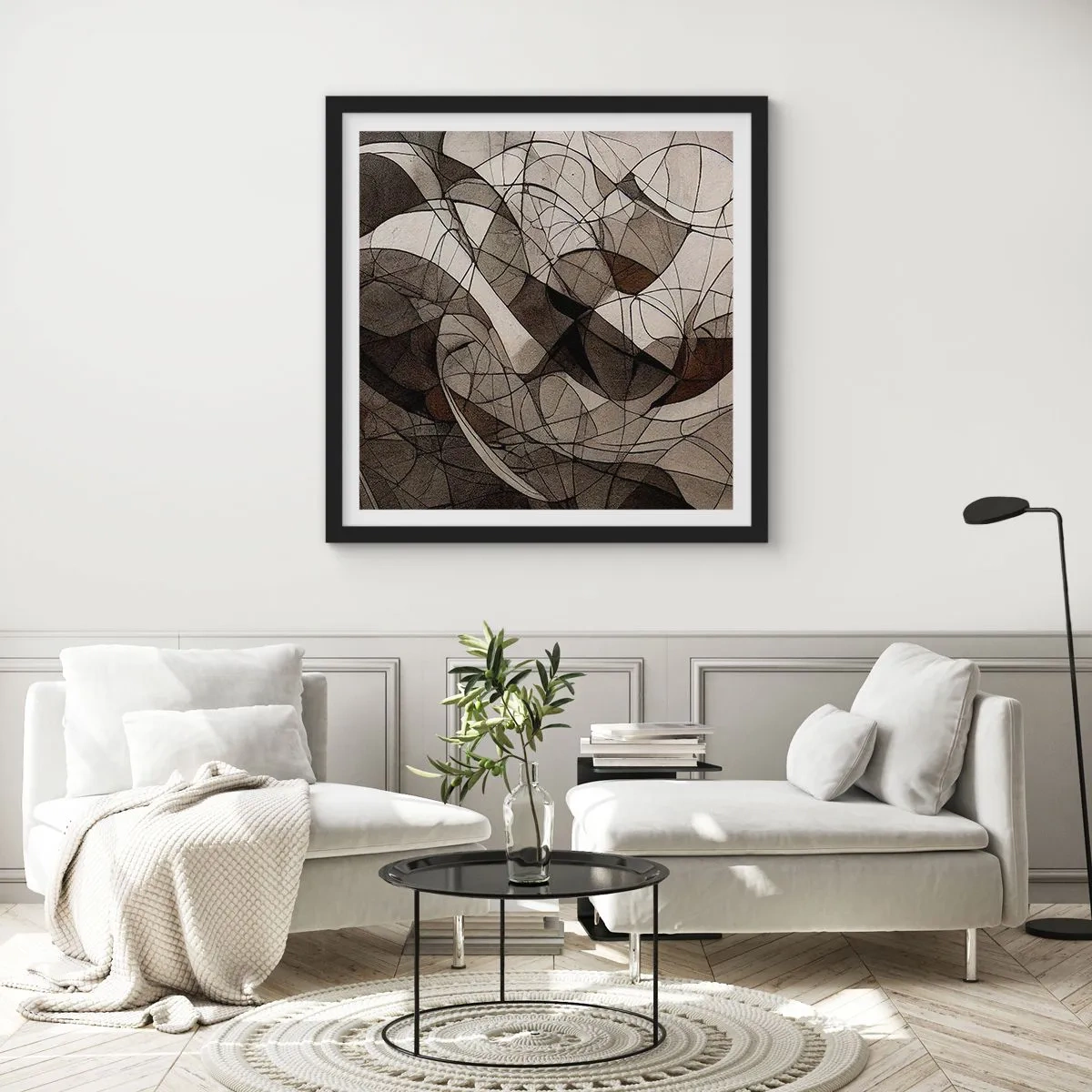 Plakat w czarnej ramie - Cyrkulacja barw ziemi - 30x30 cm