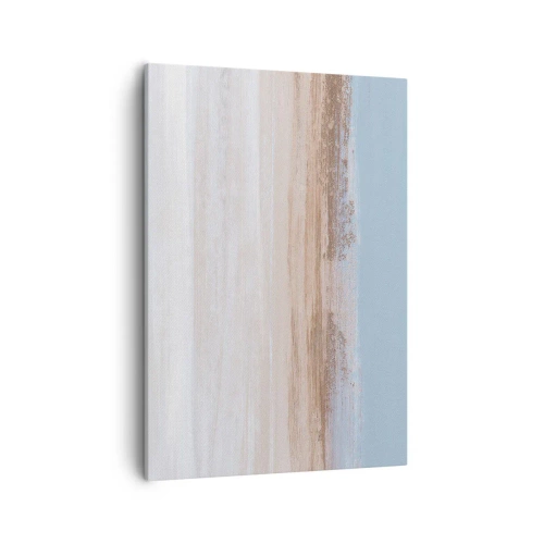 Obraz na płótnie - Abstrakcyjna kompozycja inspirowana plażowym pejzażem w pastelowych barwach - 50x70cm - Niejednoznaczny pejzaż - Nowoczesna dekoracja ścienna do salonu, kuchni i sypialni ARTTOR