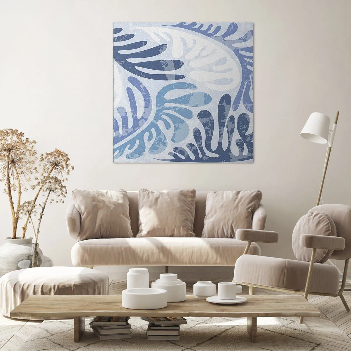 Obraz na płótnie - Błękitne paprocie - 50x50 cm