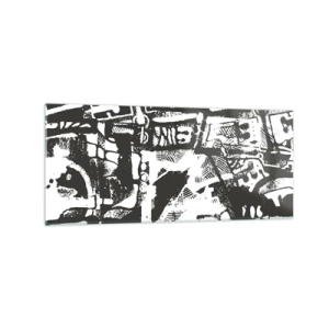 Obraz na szkle - Abstrakcyjny monochromatyczny wzór w stylu retro - 120x50cm - Porządek czy chaos? - Nowoczesna dekoracja ścienna do salonu i sypialni ARTTOR