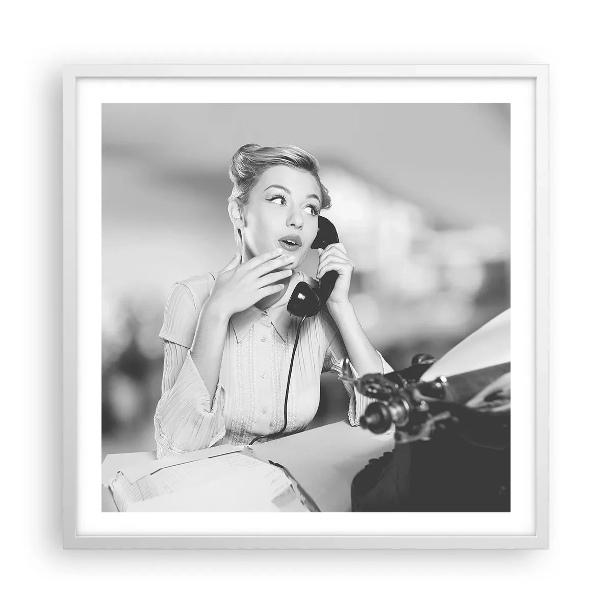 Plakat w białej ramie - Halo, tu lata 50. - 60x60 cm