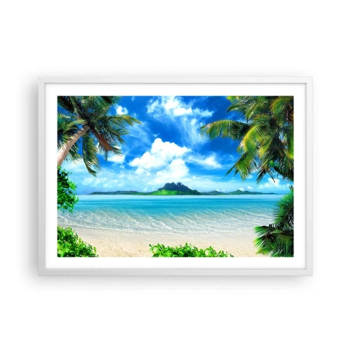 Plakat w białej ramie - Lazur tropików - 70x50 cm