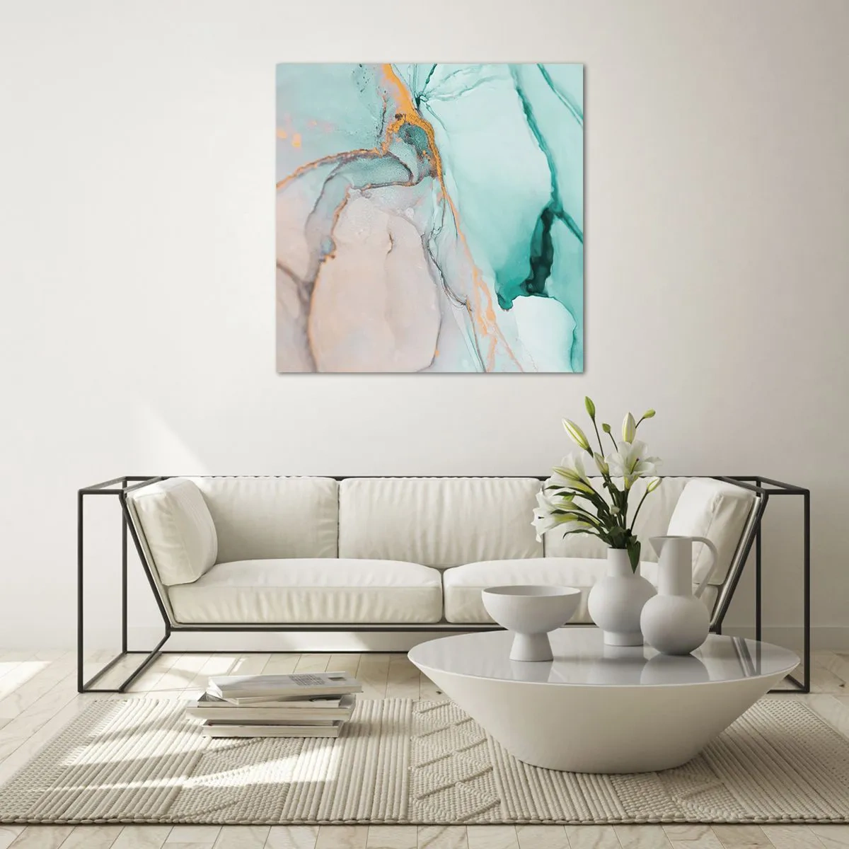 Obraz na szkle - Taniec kształtów i barw - 60x60 cm