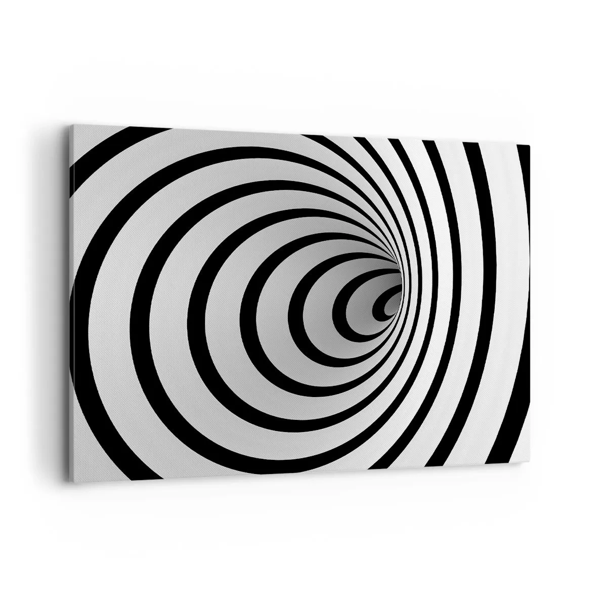 Obraz na płótnie - Czarno-biała spirala tworząca efekt hipnotyczny - 120x80cm - Też nie możesz się oprzec? - Nowoczesna dekoracja ścienna do salonu, kuchni i sypialni ARTTOR