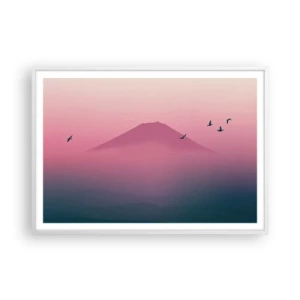 Plakat w białej ramie - Wędrowcy ponad chmurami - 100x70 cm