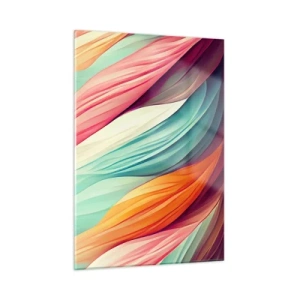 Obraz na szkle - Kolorowy splot abstrakcyjnych pasm w pastelach - 50x70cm - Tęczowy splot - Nowoczesna dekoracja ścienna do salonu, kuchni i sypialni ARTTOR