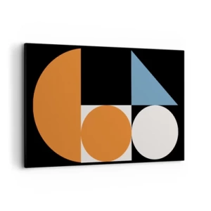 Obraz na płótnie - Geometryczny wzór z kolorowymi kształtami na czarnym tle - 120x80cm - Układ figurowy - Nowoczesna dekoracja ścienna do salonu, kuchni i sypialni ARTTOR