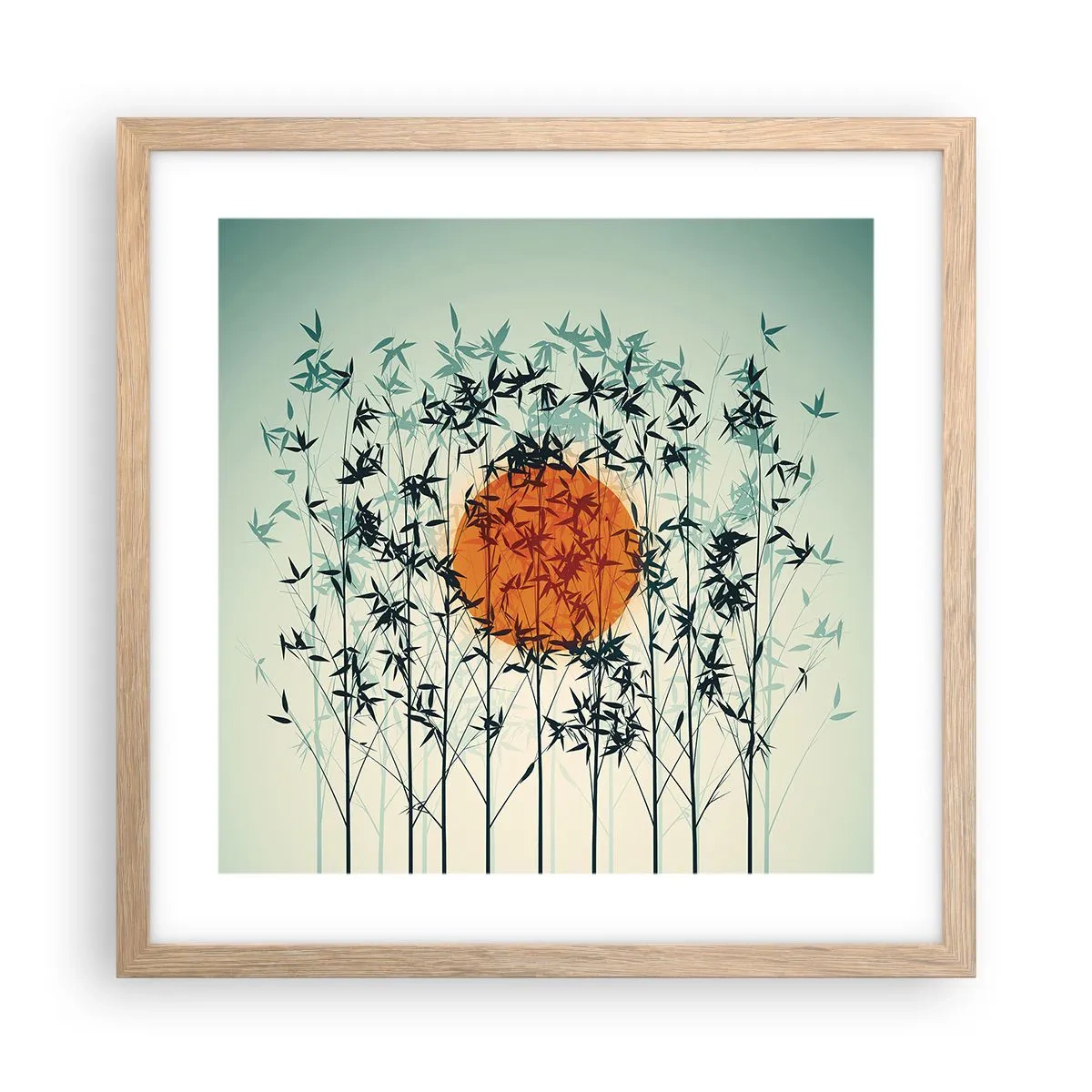 Plakat w ramie jasny dąb - Japońskie słońce - 40x40 cm