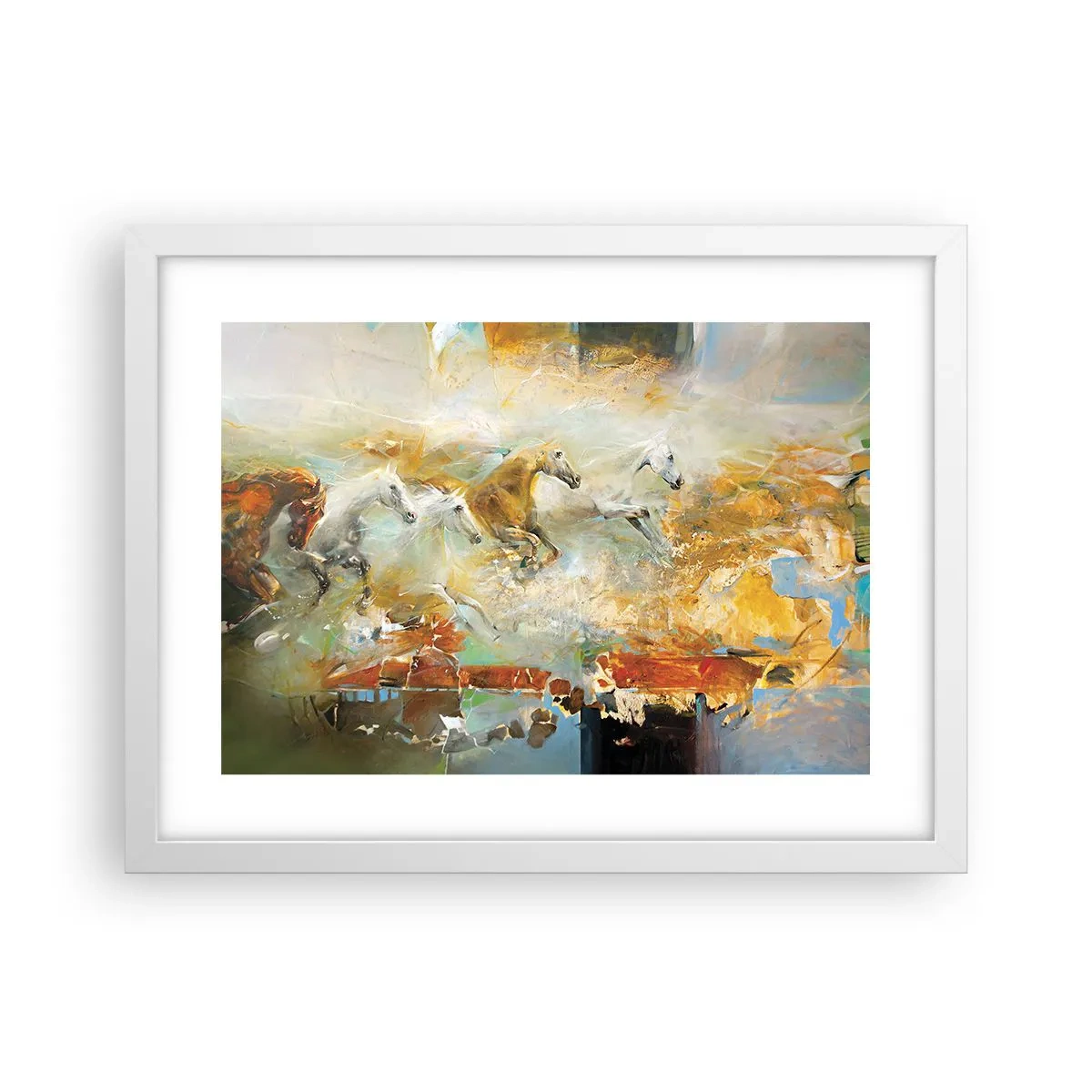 Plakat w białej ramie - Galopem przez światło - 40x30 cm