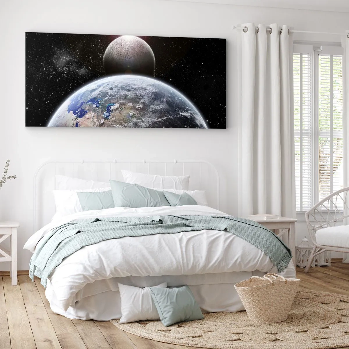 Obraz na płótnie - Pejzaż kosmiczny - wschód słońca - 100x40 cm