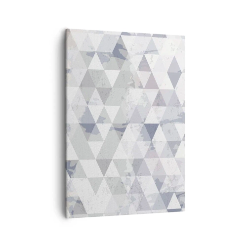Obraz na płótnie - Geometryczny wzór w odcieniach szarości i bieli - 50x70cm - W rytmie na trzy - Nowoczesna dekoracja ścienna do salonu, kuchni i sypialni ARTTOR