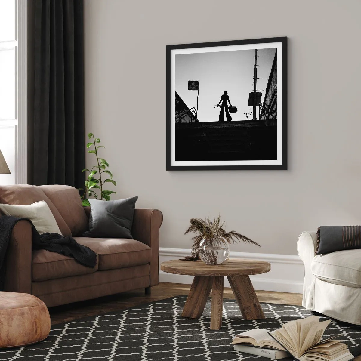Plakat w czarnej ramie - Miejska wędrówka - 50x50 cm
