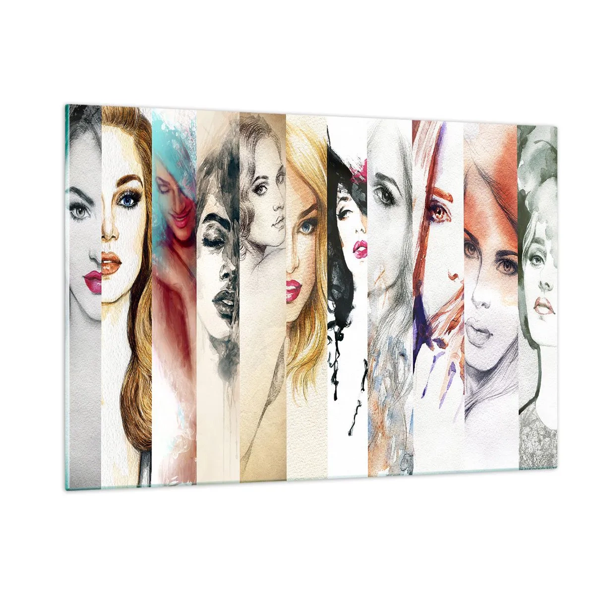 Obraz na szkle - Kolaż portretów kobiet w różnorodnych stylach artystycznych - 120x80cm - I zawsze to TY - Nowoczesna dekoracja ścienna do salonu, kuchni i sypialni ARTTOR