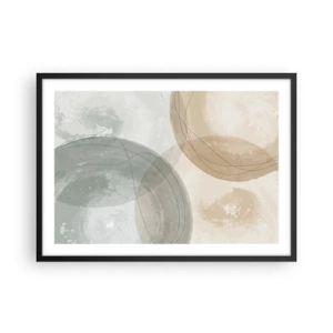 Plakat w czarnej ramie - Abstrakcyjna kompozycja w pastelowych barwach z liniami - 70x50cm - Przenikanie światów - Nowoczesna dekoracja ścienna do salonu i sypialni ARTTOR