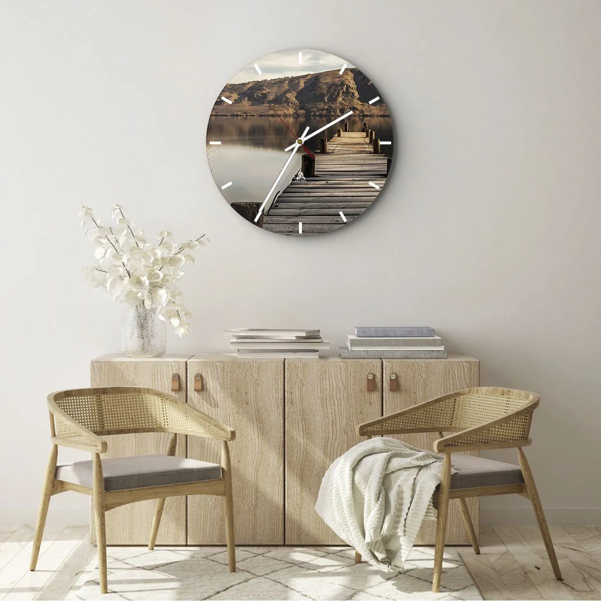 Zegar ścienny - Pejzaż w ciszy - 30x30 cm