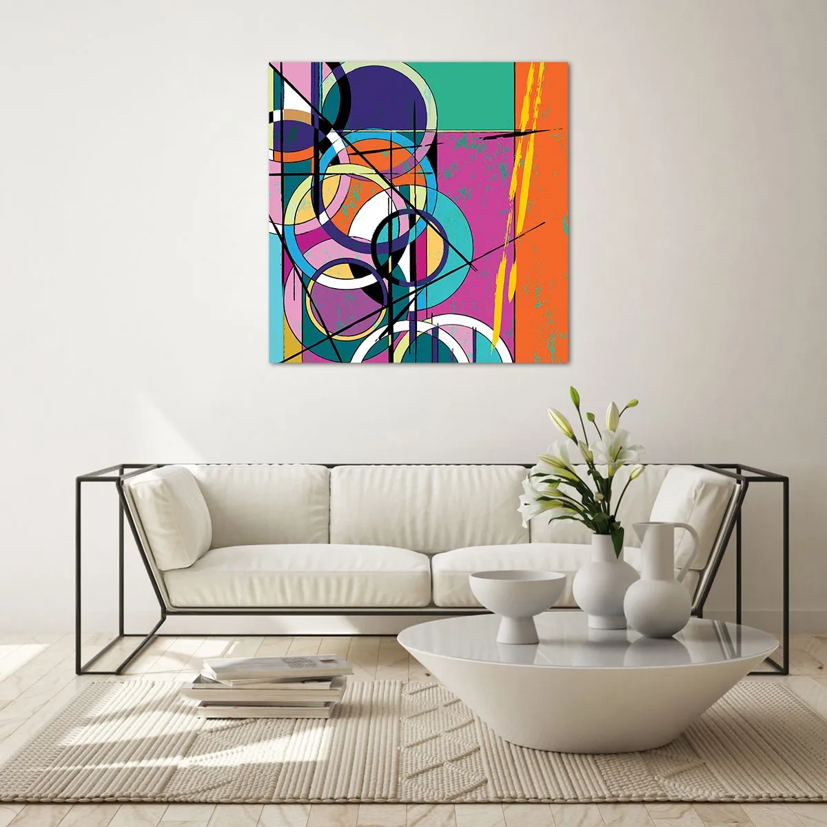 Obraz na szkle - Koło za kołem - 70x70 cm