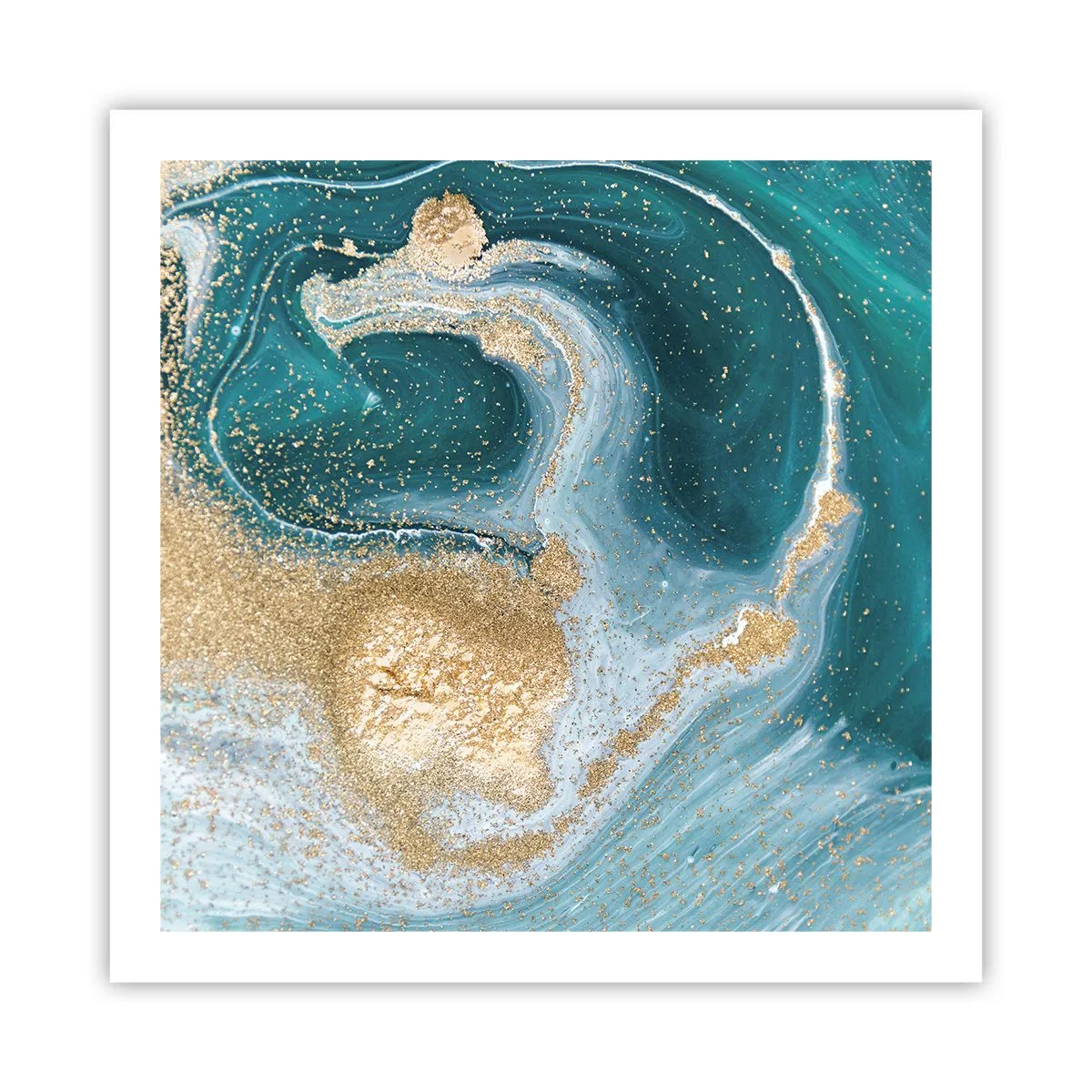 Plakat - Wir złota i turkusu - 60x60 cm