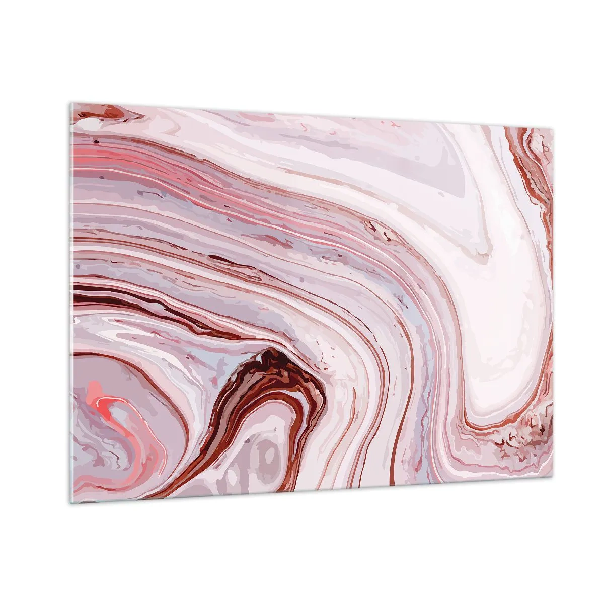 Obraz na szkle - Marmurowy wzór w odcieniach różu i brązu - 100x70cm - Prosto, potem w prawo na dół - Nowoczesna dekoracja ścienna do salonu, kuchni i sypialni ARTTOR