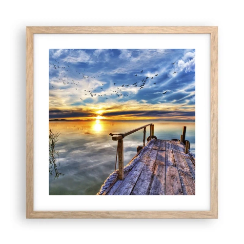 Plakat w ramie jasny dąb - Wiatr idzie na spoczynek - 40x40 cm