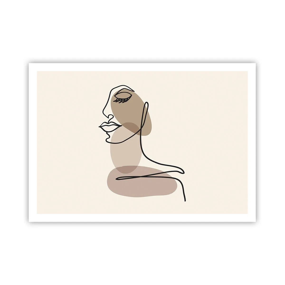 Plakat - Kobiecy profil w minimalistycznym stylu line art - 100x70cm - Pewna linia piękna - Nowoczesna dekoracja ścienna do salonu i sypialni ARTTOR