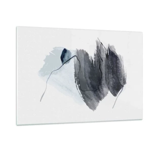 Obraz na szkle - Abstrakcyjna kompozycja w odcieniach granatu i szarości - 120x80cm - Intensywność i ruch - Nowoczesna dekoracja ścienna do salonu, kuchni i sypialni ARTTOR