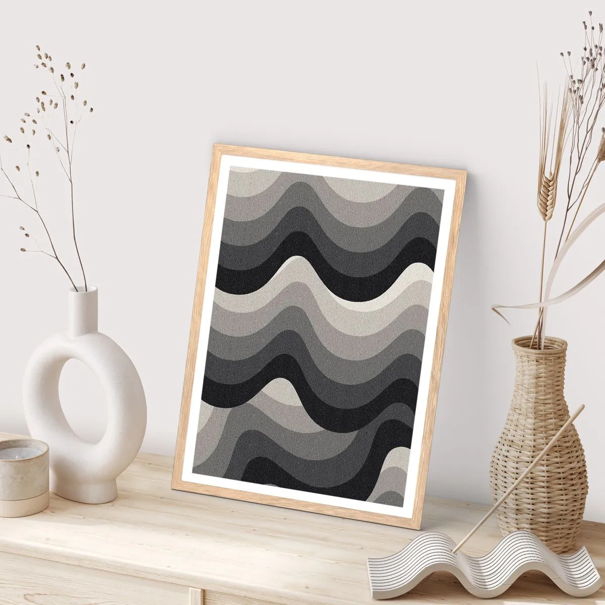 Plakat w ramie jasny dąb - Fala za falą - 50x70 cm