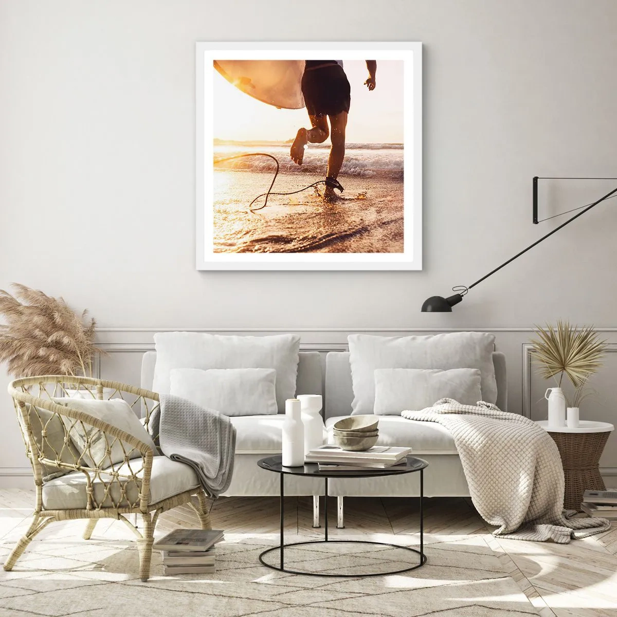 Plakat w białej ramie - Na spotkanie fali - 50x50 cm