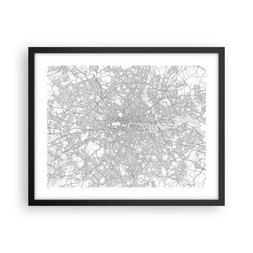 Plakat w czarnej ramie - Mapa londyńskiego labiryntu - 50x40 cm