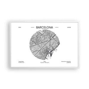Plakat w białej ramie - Anatomia Barcelony - 91x61 cm