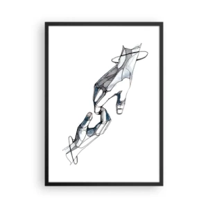 Plakat w czarnej ramie - Abstrakcyjne ręce w artystycznej kompozycji linii i kolorów - 50x70cm - Dobry gest - Nowoczesna dekoracja ścienna do salonu i sypialni ARTTOR
